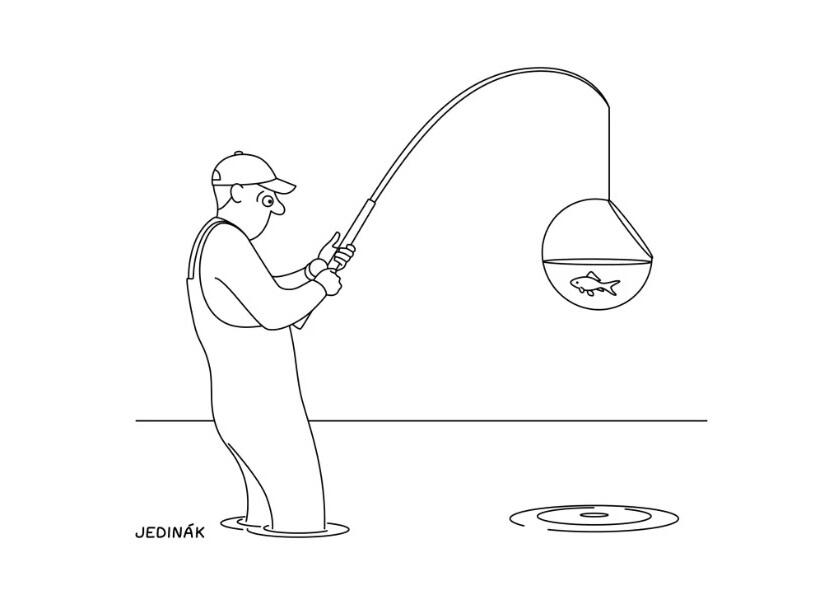 Fish bowl, cartoon for The American Bystander