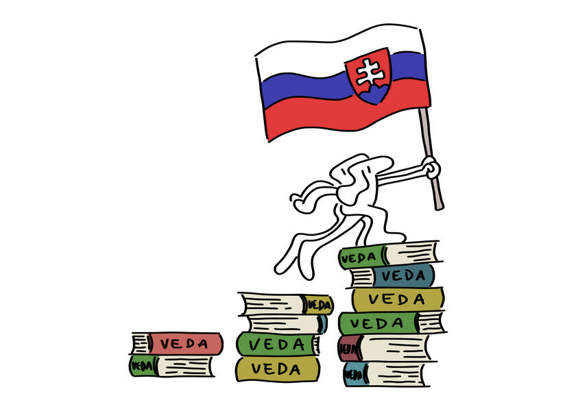 cartoon/illustration for “Scientific Tidbits,” a short news section from Žijem Vedu (I Live Science), an organization promoting Slovak science
